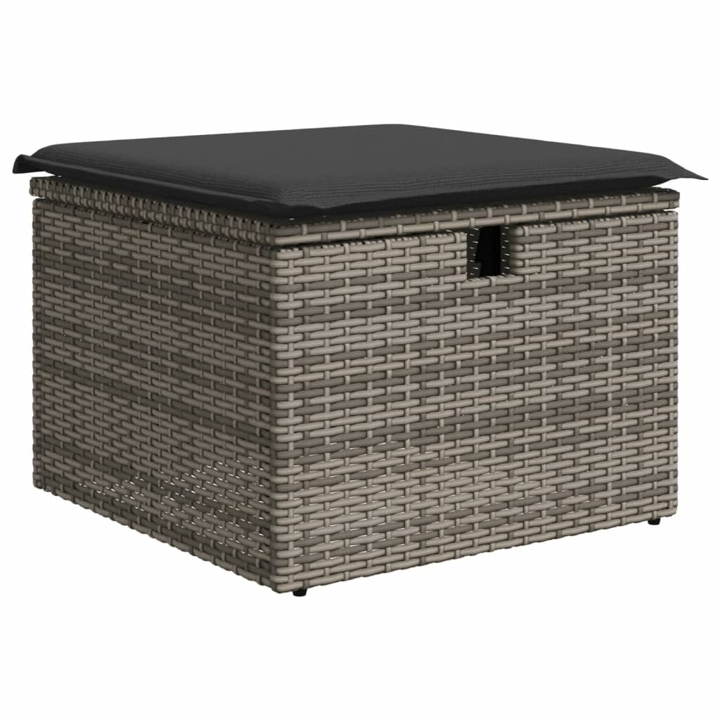 vidaXL 7-delige Loungeset met kussens poly rattan grijs afbeelding