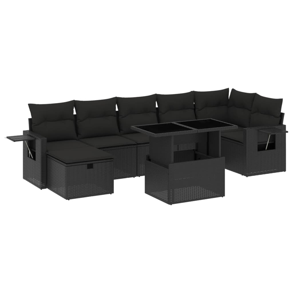 Thumbnail - vidaXL 8-tlg. Garten-Sofagarnitur mit Kissen Schwarz Poly Rattan