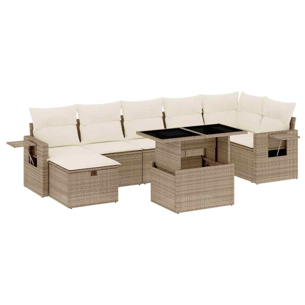 Thumbnail - vidaXL 8-tlg. Garten-Sofagarnitur mit Kissen Beige Poly Rattan