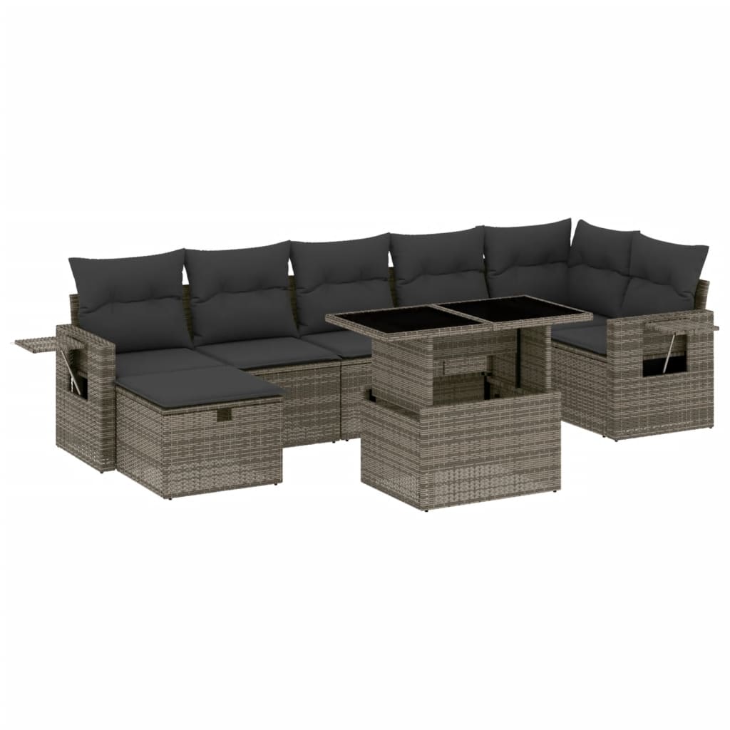 Thumbnail - vidaXL 8-tlg. Garten-Sofagarnitur mit Kissen Grau Poly Rattan