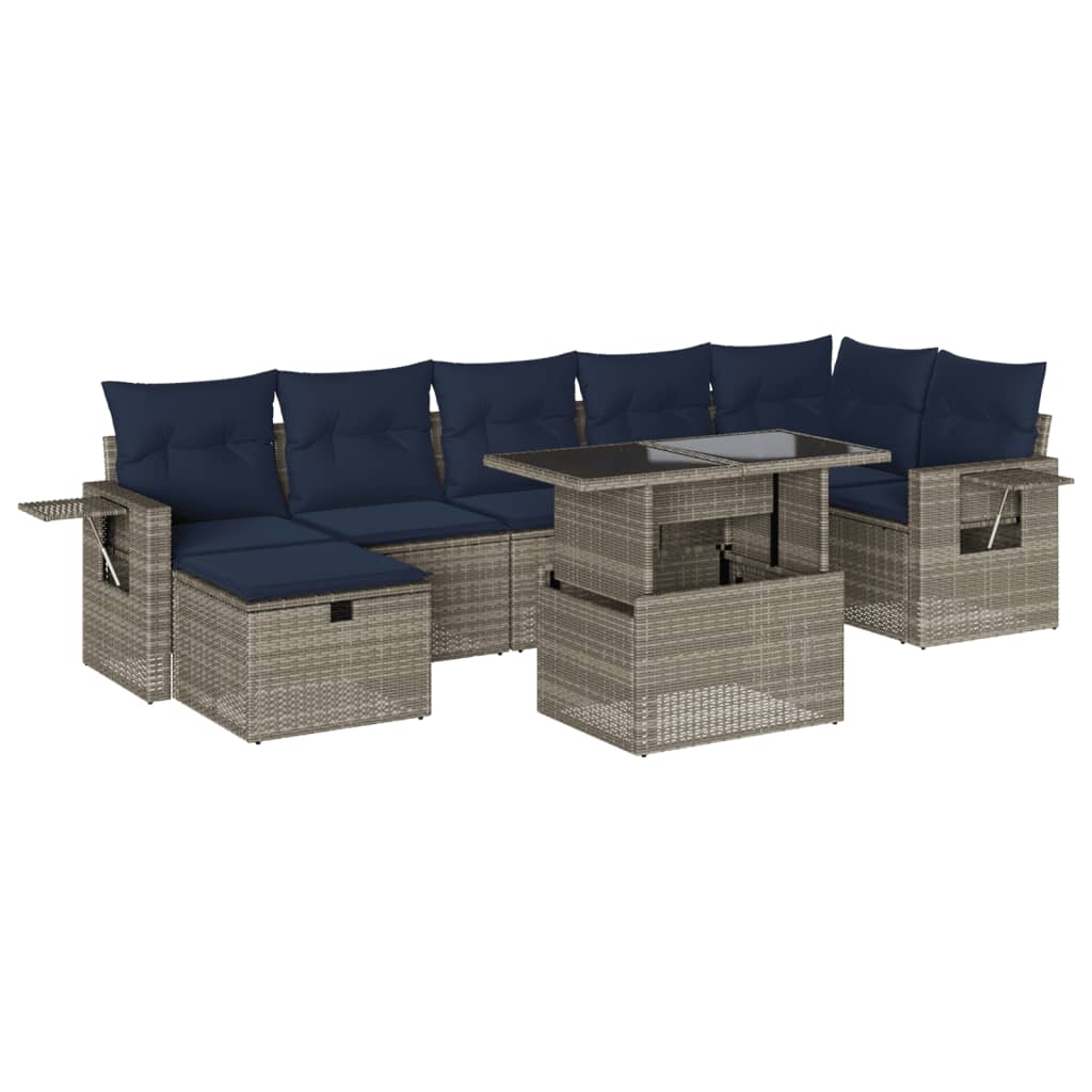 Thumbnail - vidaXL 8-teiliges Gartensofa-Set mit Kissen, grau, Polyrattan