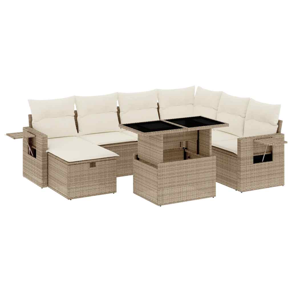 Thumbnail - vidaXL 8-tlg. Garten-Sofagarnitur mit Kissen Beige Poly Rattan