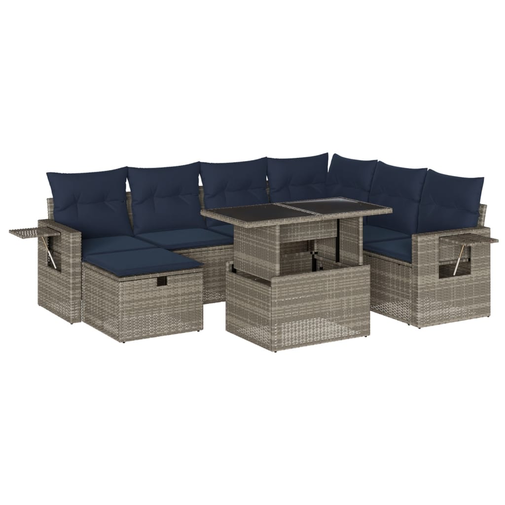 Thumbnail - vidaXL 8-teiliges Gartensofa-Set mit Kissen, grau, Polyrattan
