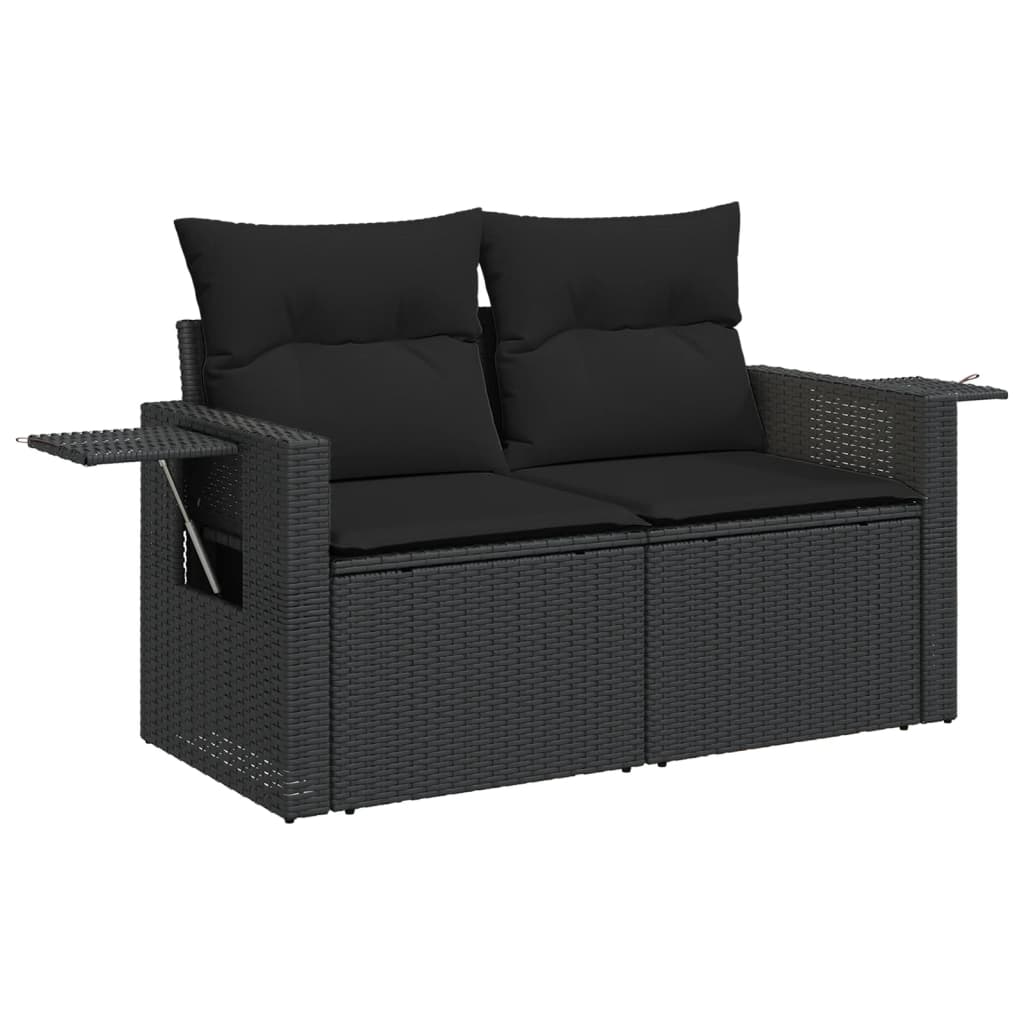 vidaXL 9-delige Loungeset met kussens poly rattan zwart afbeelding