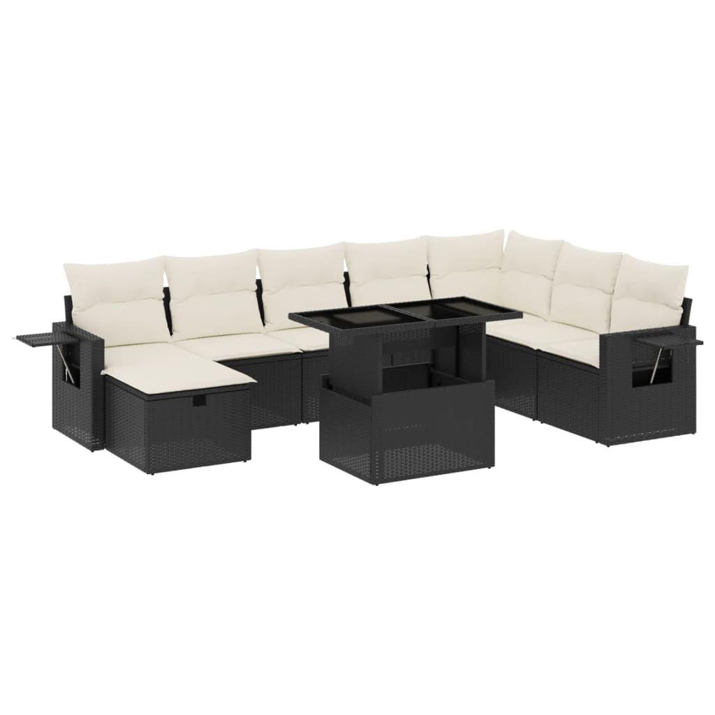 Thumbnail - vidaXL 9-tlg. Garten-Sofagarnitur mit Kissen Schwarz Poly Rattan