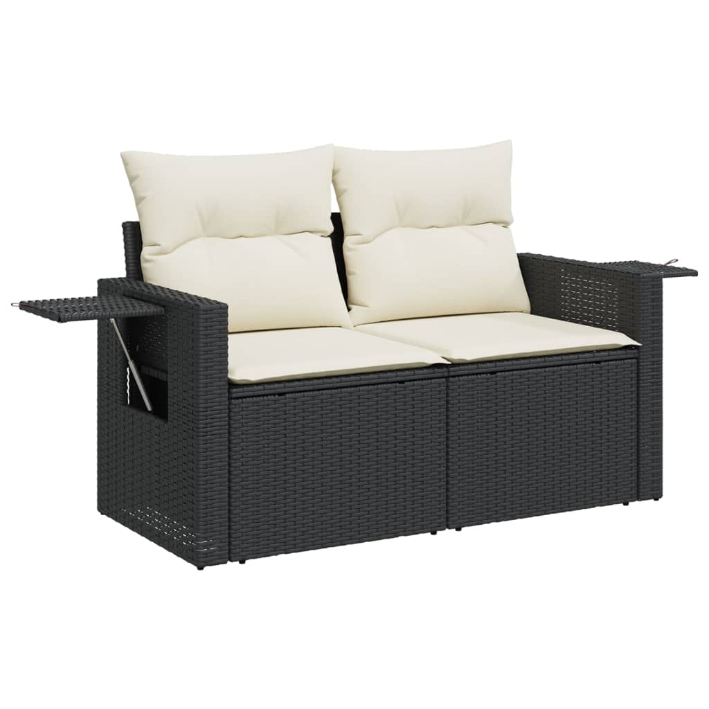 vidaXL 9-delige Loungeset met kussens poly rattan zwart afbeelding