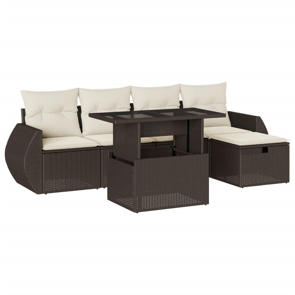 Thumbnail - vidaXL 6-tlg. Garten-Sofagarnitur mit Kissen Braun Poly Rattan