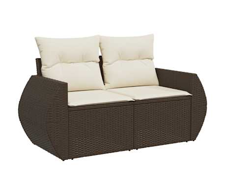 vidaXL Set canapele de grădină cu perne, 7 piese, maro, poliratan