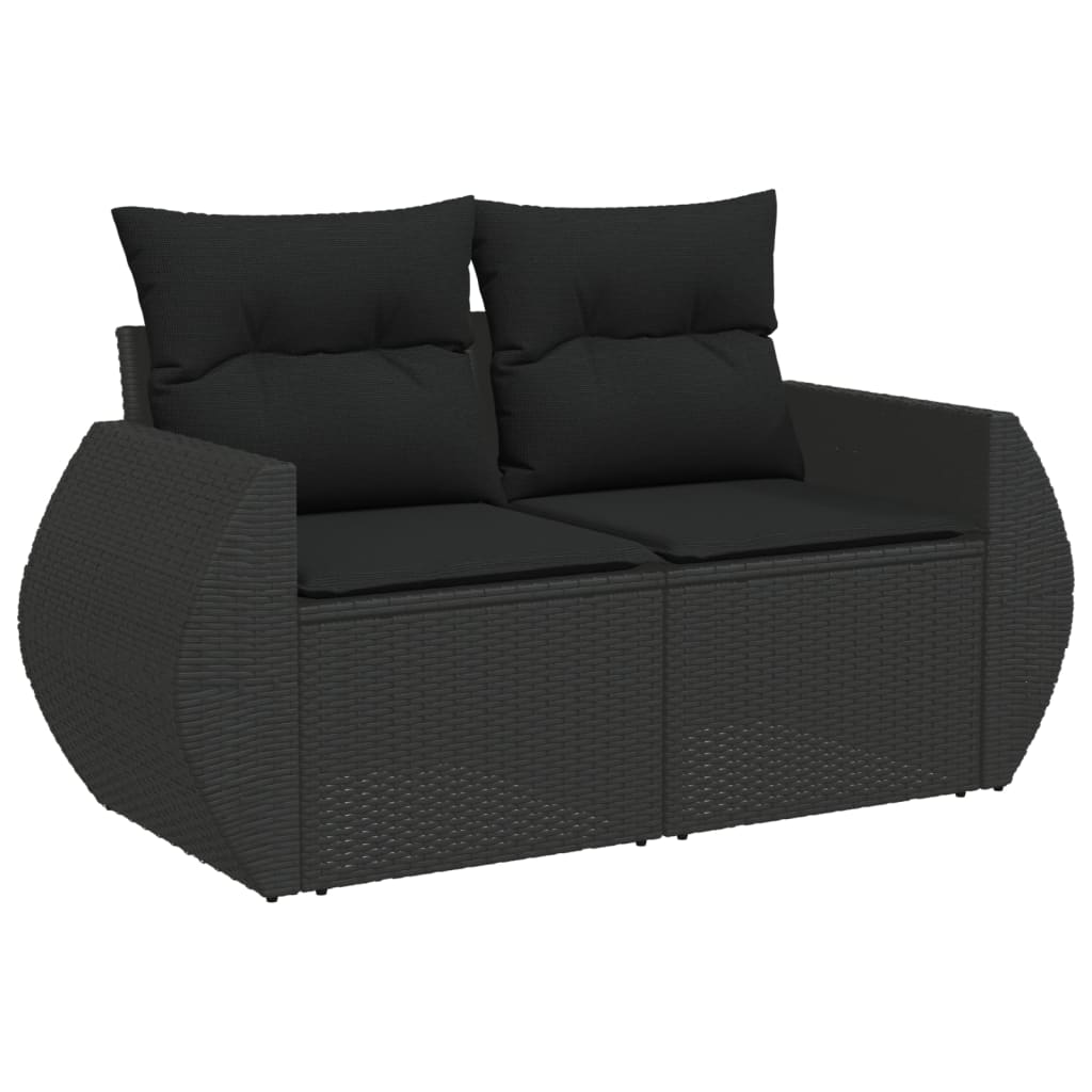 vidaXL 8-delige Loungeset met kussens poly rattan zwart afbeelding