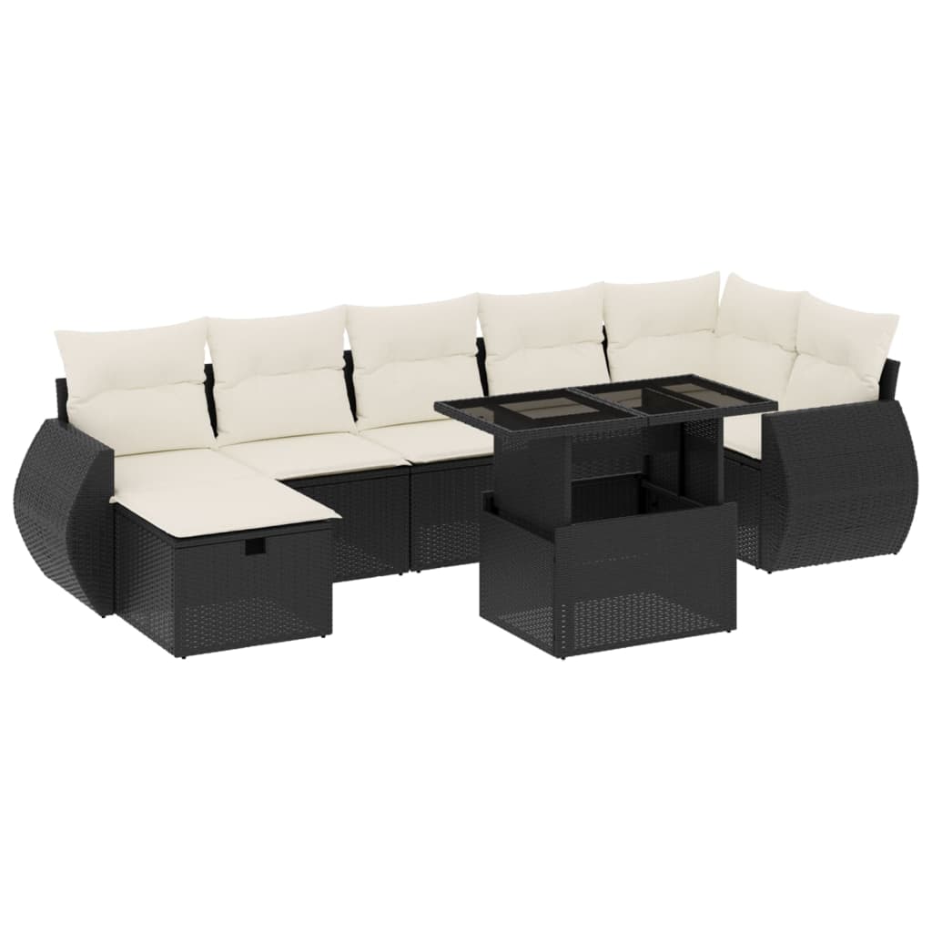 Thumbnail - vidaXL 8-tlg. Garten-Sofagarnitur mit Kissen Schwarz Poly Rattan