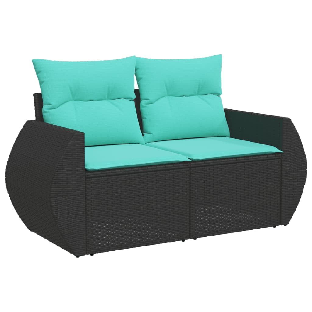 vidaXL 8-delige tuinbankset met kussens, zwart polyrotan