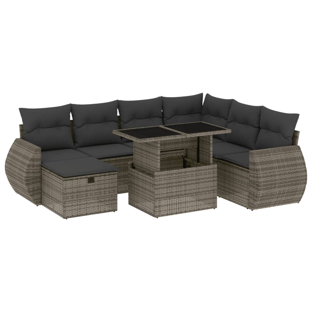 Thumbnail - vidaXL 8-tlg. Garten-Sofagarnitur mit Kissen Grau Poly Rattan