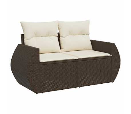 vidaXL 9-tlg. Garten-Sofagarnitur mit Kissen Braun Poly Rattan