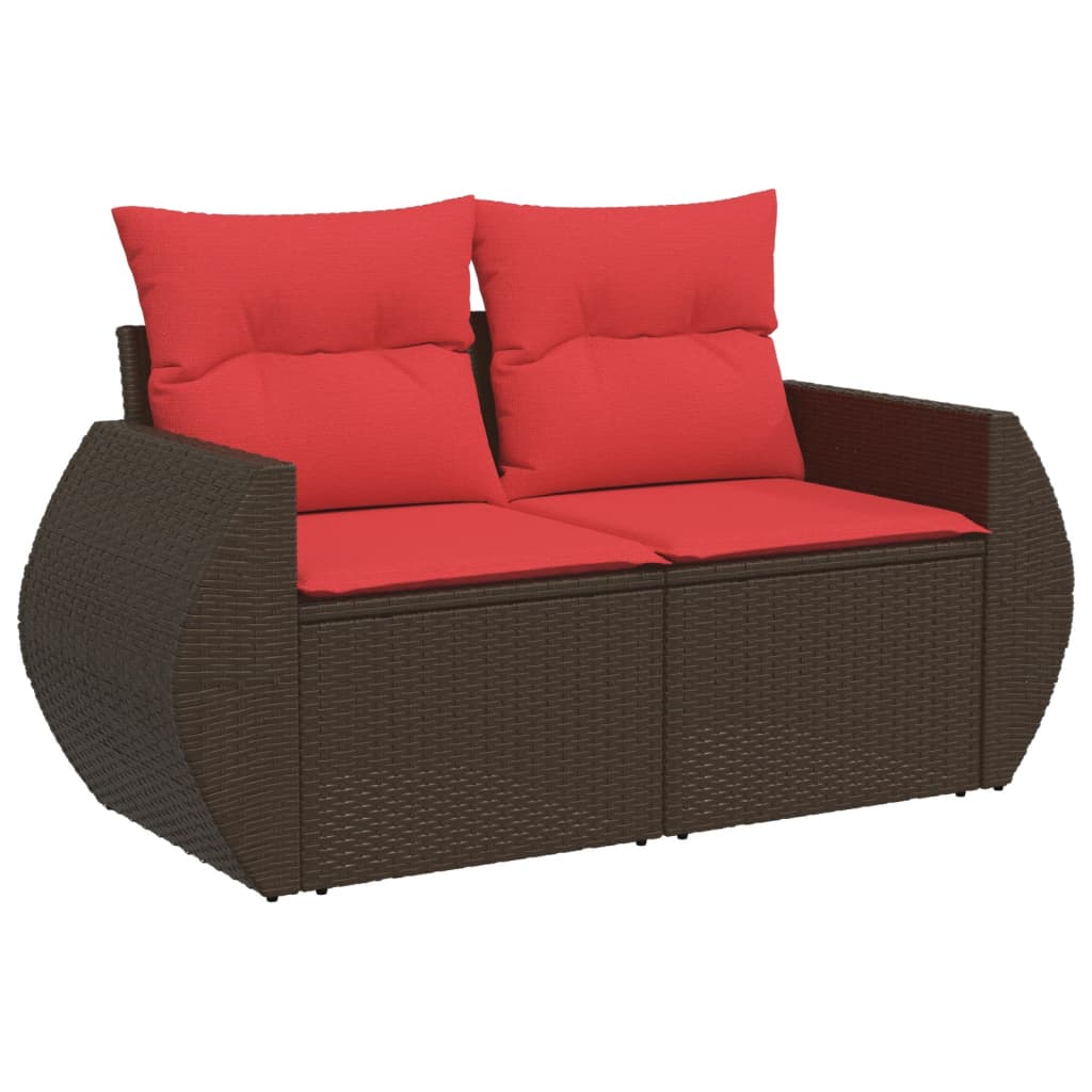 vidaXL 9-teiliges Gartensofa-Set mit Kissen, braun, Polyrattan – Bild 3