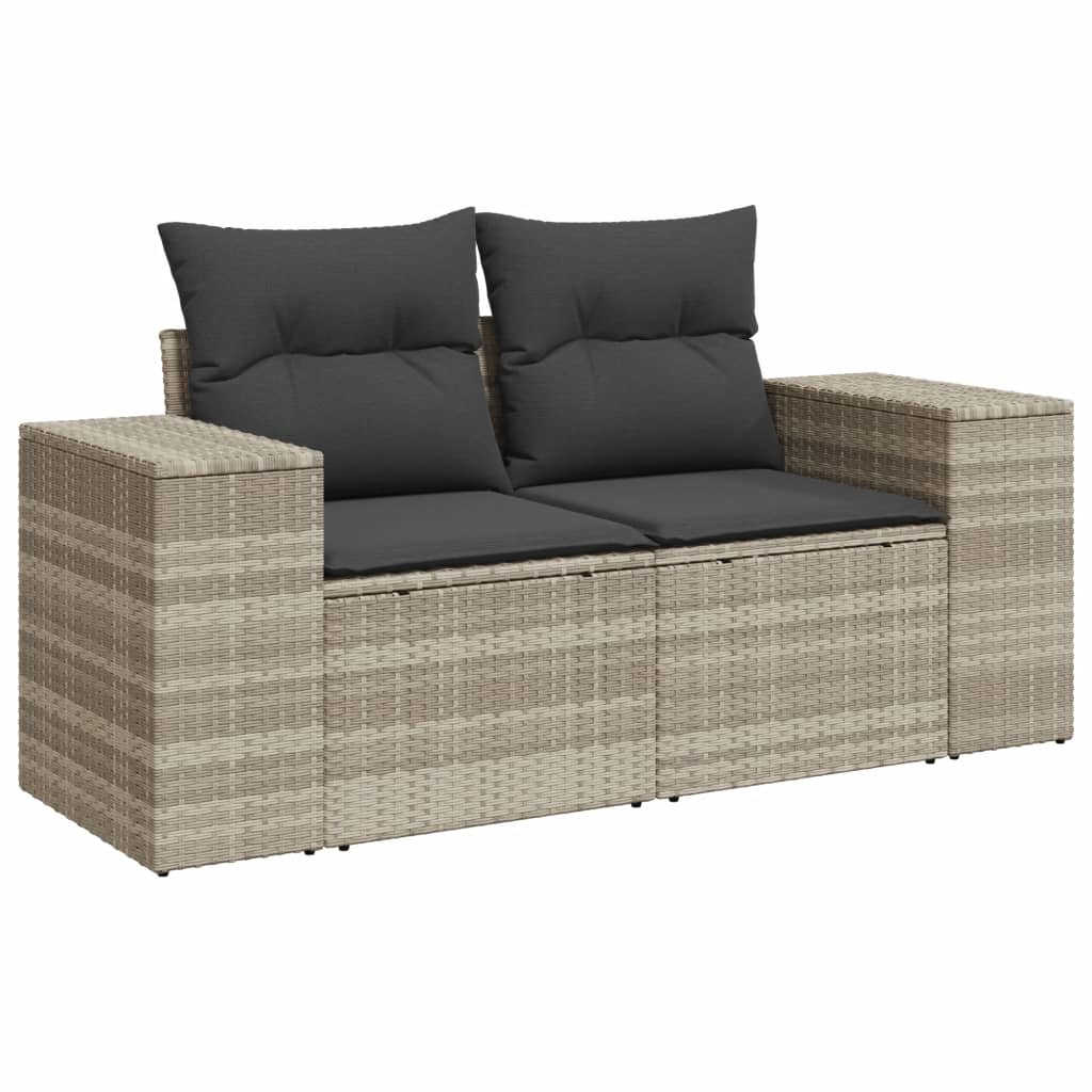 vidaXL 7-delige Loungeset met kussens poly rattan lichtgrijs afbeelding