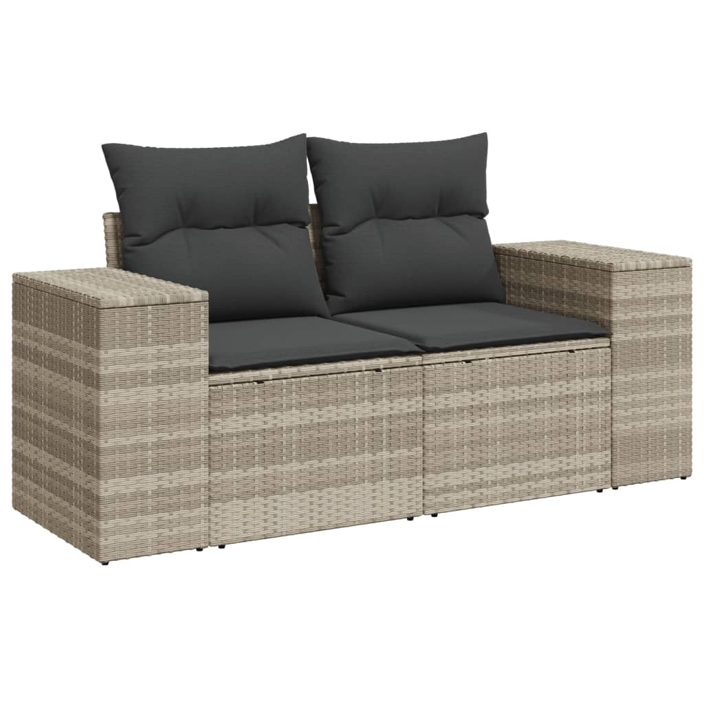 vidaXL 8-delige Loungeset met kussens poly rattan lichtgrijs afbeelding