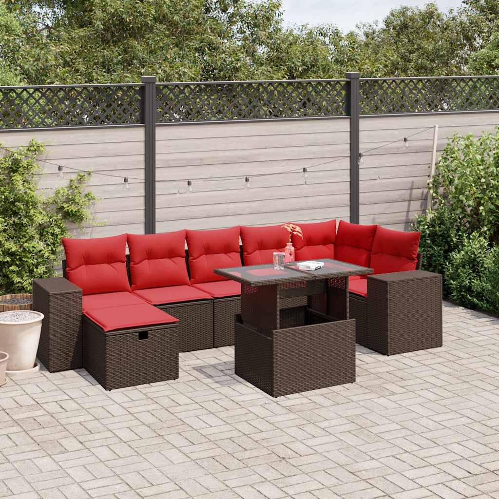 Thumbnail - vidaXL 8-teiliges Gartensofa-Set mit Kissen, braun, Polyrattan