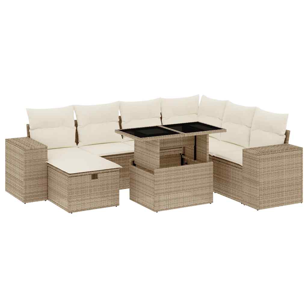 Thumbnail - vidaXL 8-tlg. Garten-Sofagarnitur mit Kissen Beige Poly Rattan