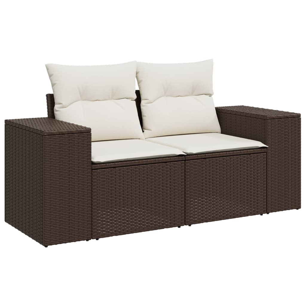 vidaXL 9-delige Loungeset met kussens poly rattan bruin afbeelding