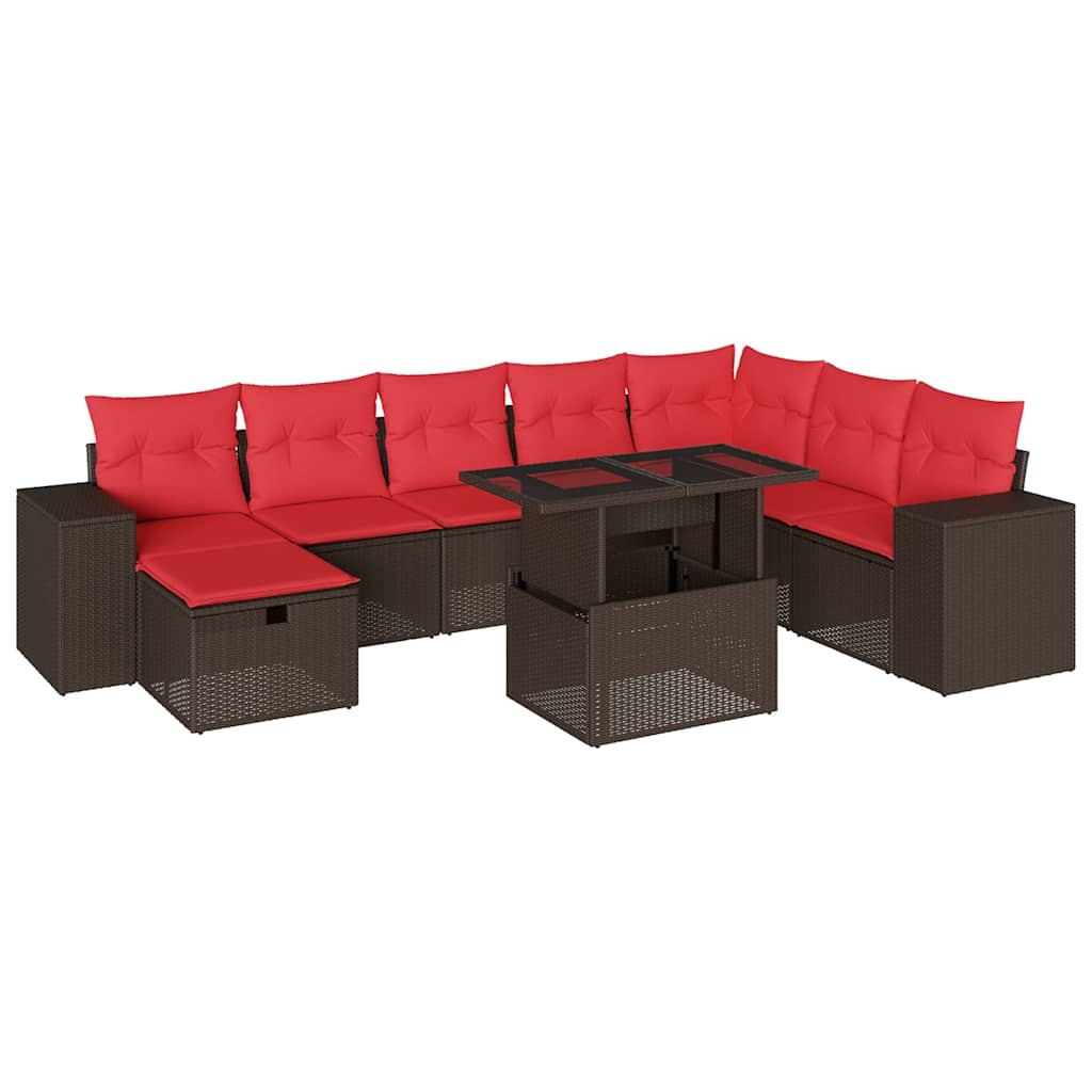 Thumbnail - vidaXL 9-teiliges Gartensofa-Set mit Kissen, braun, Polyrattan