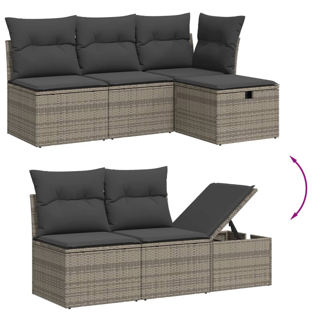 vidaXL 6-delige Loungeset met kussens poly rattan grijs afbeelding
