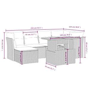 Vrtna sedežna garnitura 7-delna z blazinami bež poli ratan - slika 4