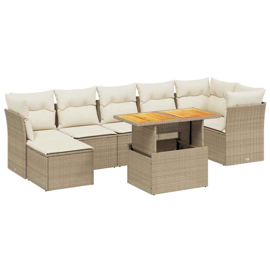 Thumbnail - vidaXL 8-tlg. Garten-Sofagarnitur mit Kissen Beige Poly Rattan