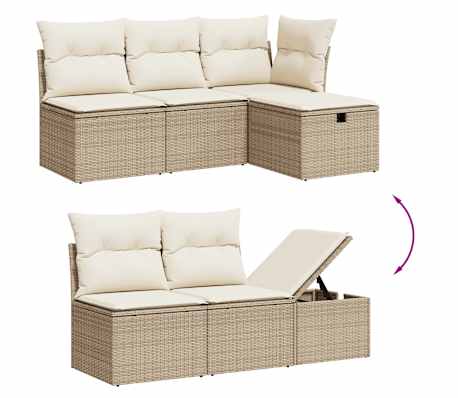 vidaXL Set canapele de grădină, 8 piese, cu perne, bej, poliratan