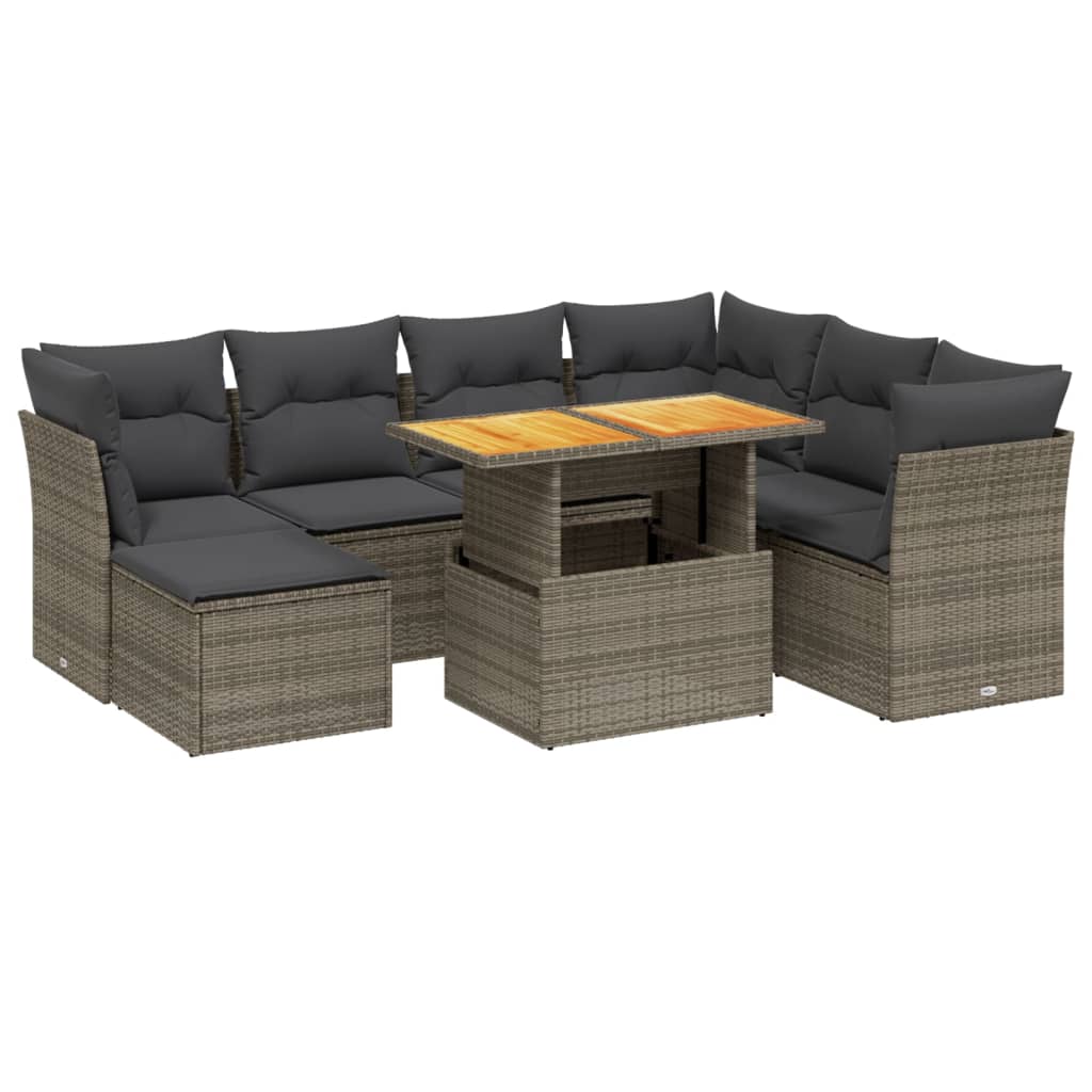 Thumbnail - vidaXL 8-tlg. Garten-Sofagarnitur mit Kissen Grau Poly Rattan