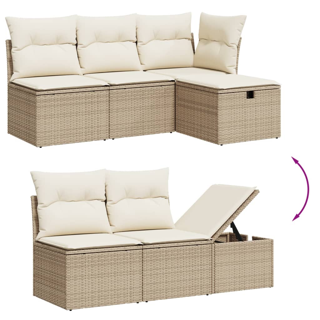 vidaXL Set canapele de grădină, 7 piese, cu perne, bej, poliratan
