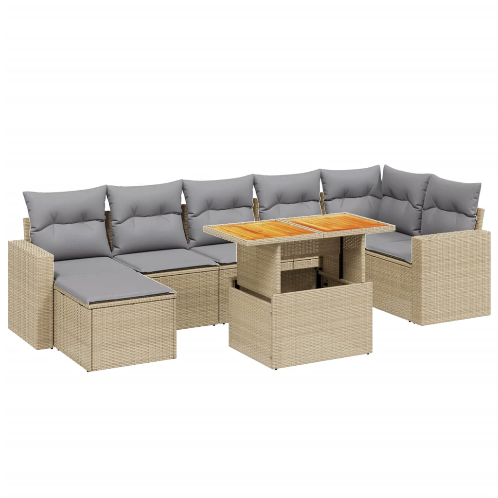 Thumbnail - vidaXL 8-tlg. Garten-Sofagarnitur mit Kissen Beige Poly Rattan