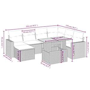Vrtna sedežna garnitura 8-delna z blazinami črn poli ratan - slika 4