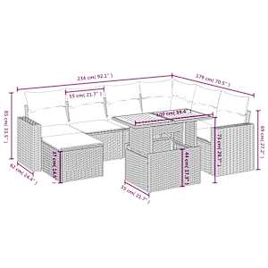 Vrtna sedežna garnitura 8-delna z blazinami črn poli ratan - slika 4