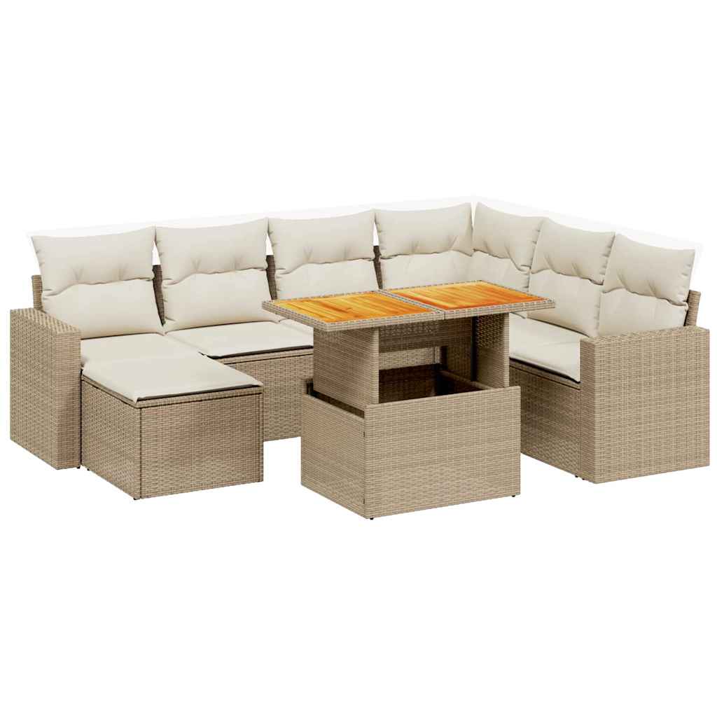 Thumbnail - vidaXL 8-tlg. Garten-Sofagarnitur mit Kissen Beige Poly Rattan