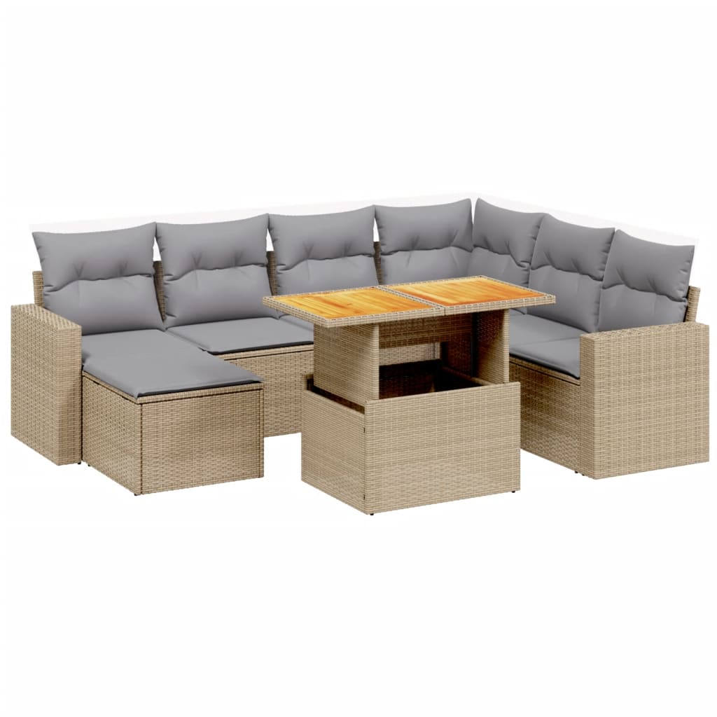 Thumbnail - vidaXL 8-tlg. Garten-Sofagarnitur mit Kissen Beige Poly Rattan