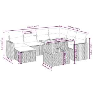 Vrtna sedežna garnitura 8-delna z blazinami siv poli ratan - slika 4