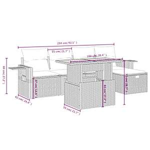 Vrtna sedežna garnitura 6-delna z blazinami siv poli ratan - slika 4