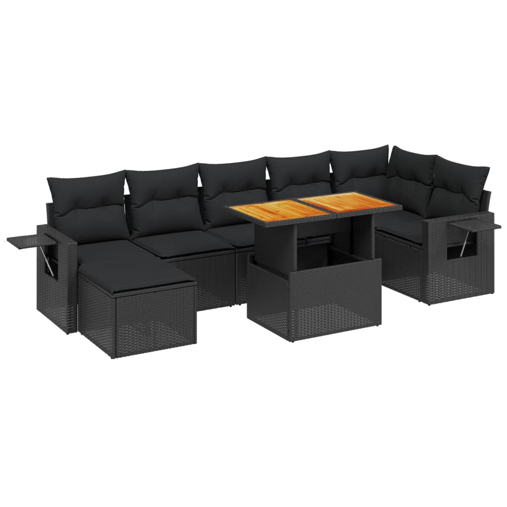 Thumbnail - vidaXL 8-tlg. Garten-Sofagarnitur mit Kissen Schwarz Poly Rattan