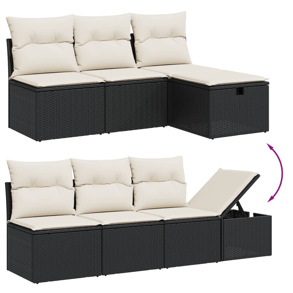 vidaXL 8-delige Loungeset met kussens poly rattan zwart afbeelding