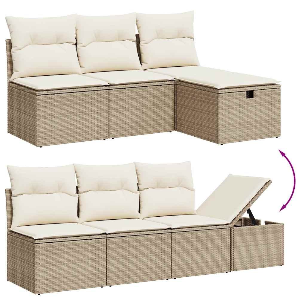 vidaXL 8-delige Loungeset met kussens poly rattan beige afbeelding