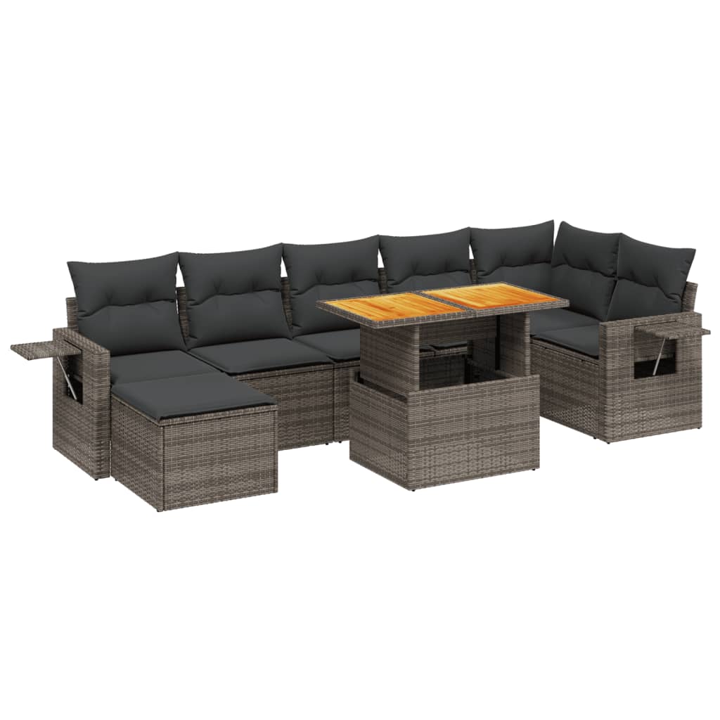 Thumbnail - vidaXL 8-tlg. Garten-Sofagarnitur mit Kissen Grau Poly Rattan