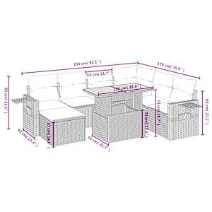 Vrtna sedežna garnitura 8-delna z blazinami črn poli ratan - slika 4