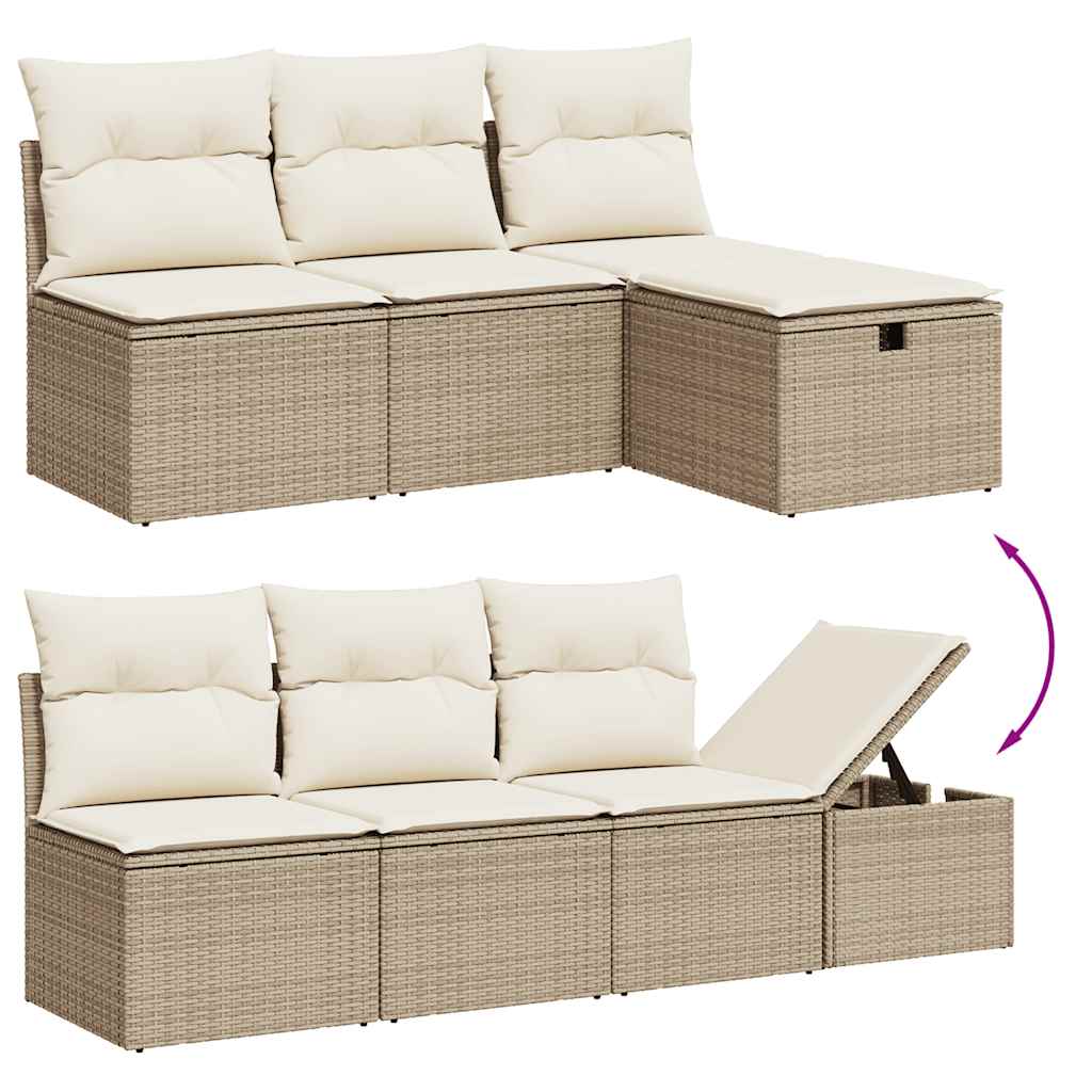 vidaXL 8-delige Loungeset met kussens poly rattan beige afbeelding