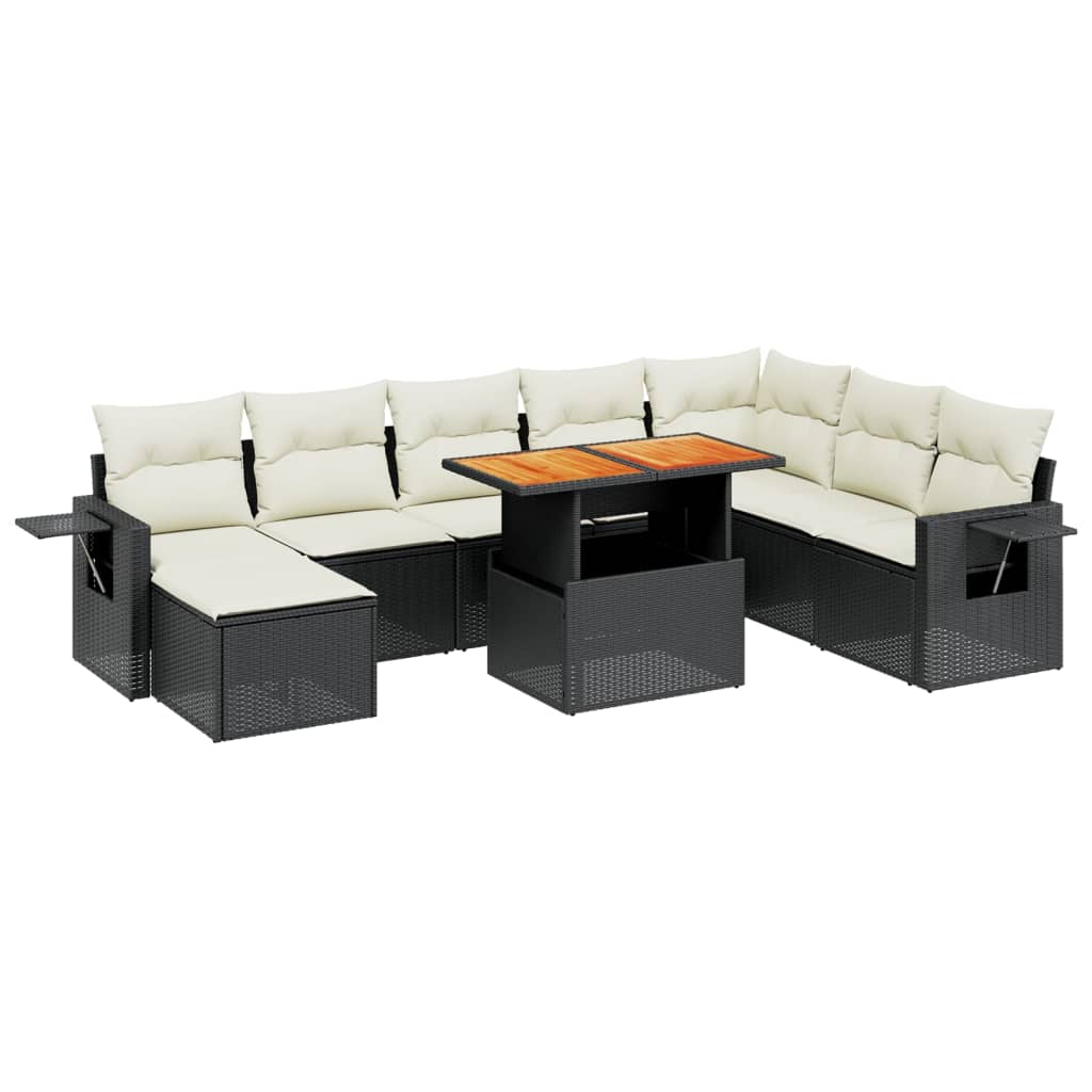 Thumbnail - vidaXL 9-tlg. Garten-Sofagarnitur mit Kissen Schwarz Poly Rattan