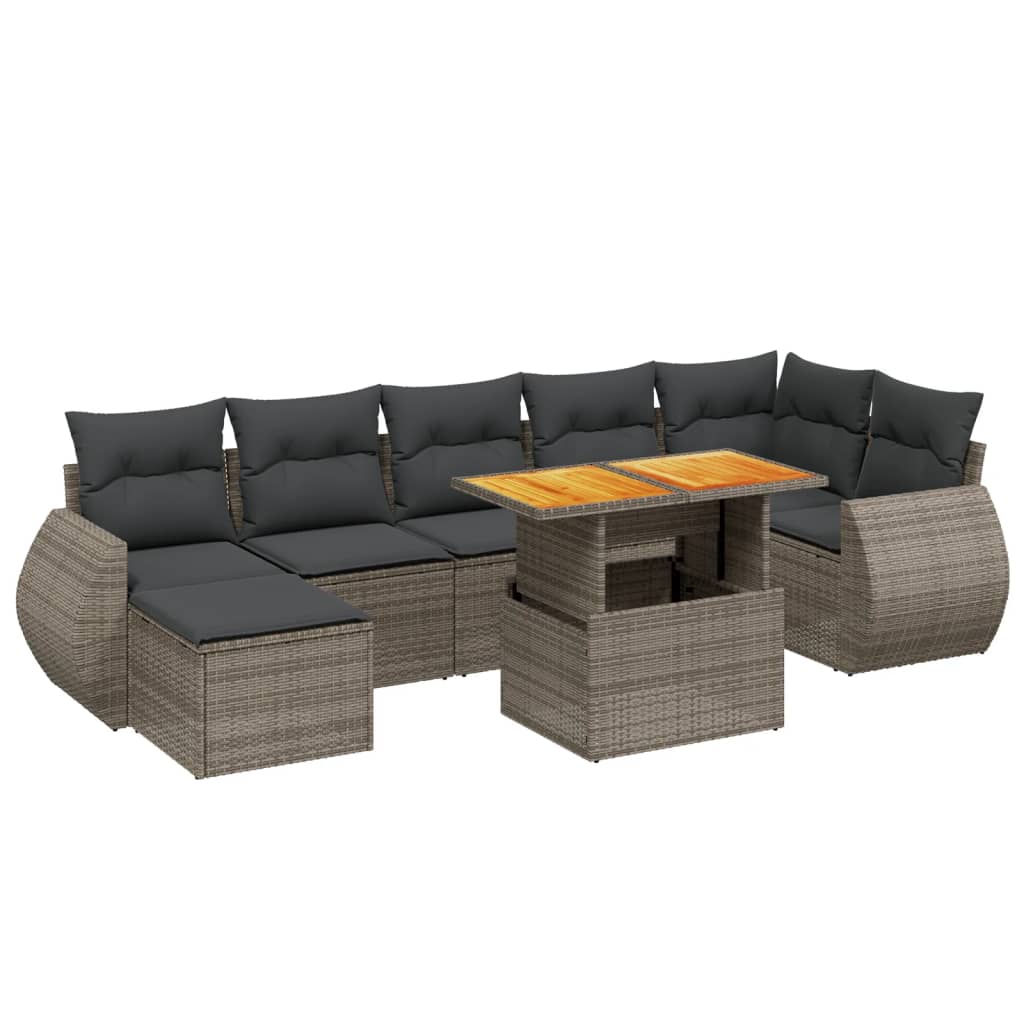 Thumbnail - vidaXL 8-tlg. Garten-Sofagarnitur mit Kissen Grau Poly Rattan