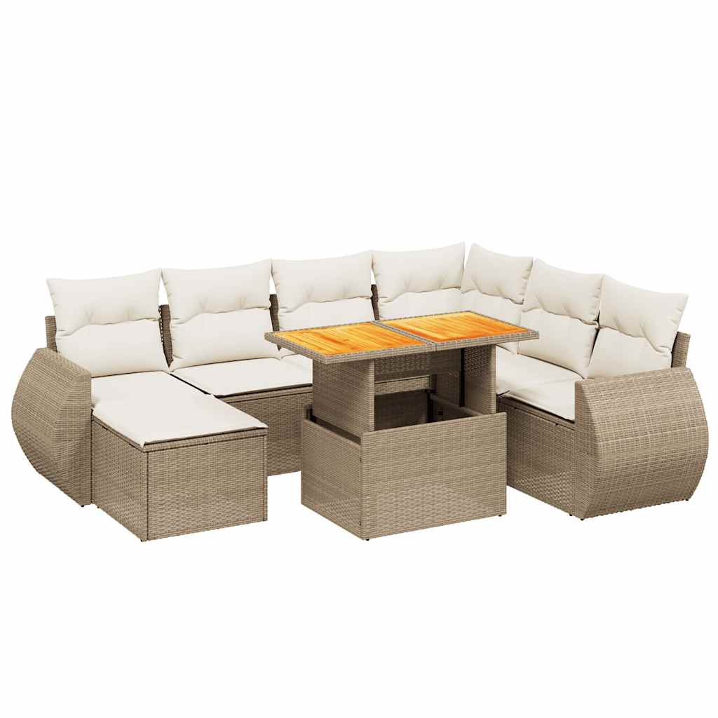 Thumbnail - vidaXL 8-tlg. Garten-Sofagarnitur mit Kissen Beige Poly Rattan