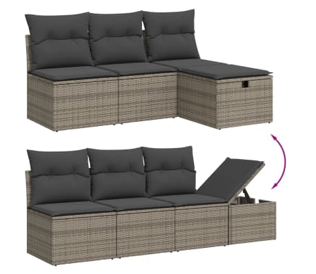 vidaXL Set Divano da Giardino 8 pz con Cuscini Grigio in Polyrattan