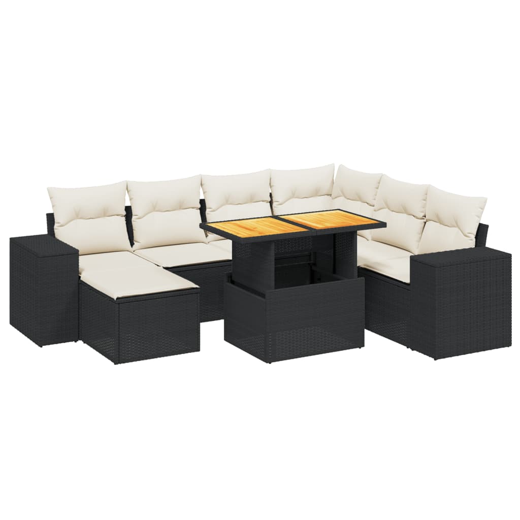 Thumbnail - vidaXL 8-tlg. Garten-Sofagarnitur mit Kissen Schwarz Poly Rattan
