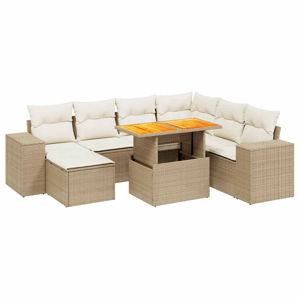 Thumbnail - vidaXL 8-tlg. Garten-Sofagarnitur mit Kissen Beige Poly Rattan
