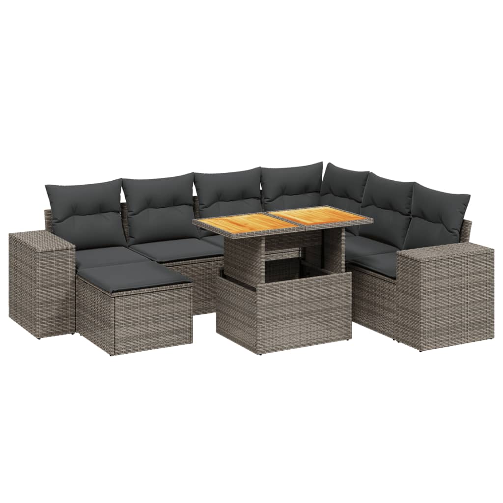 Thumbnail - vidaXL 8-tlg. Garten-Sofagarnitur mit Kissen Grau Poly Rattan